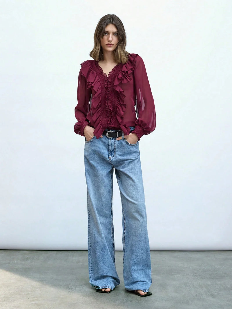 Blusa Toledo - com Babados e Manga Bufante estilo Boho Chic – | Menta Chic