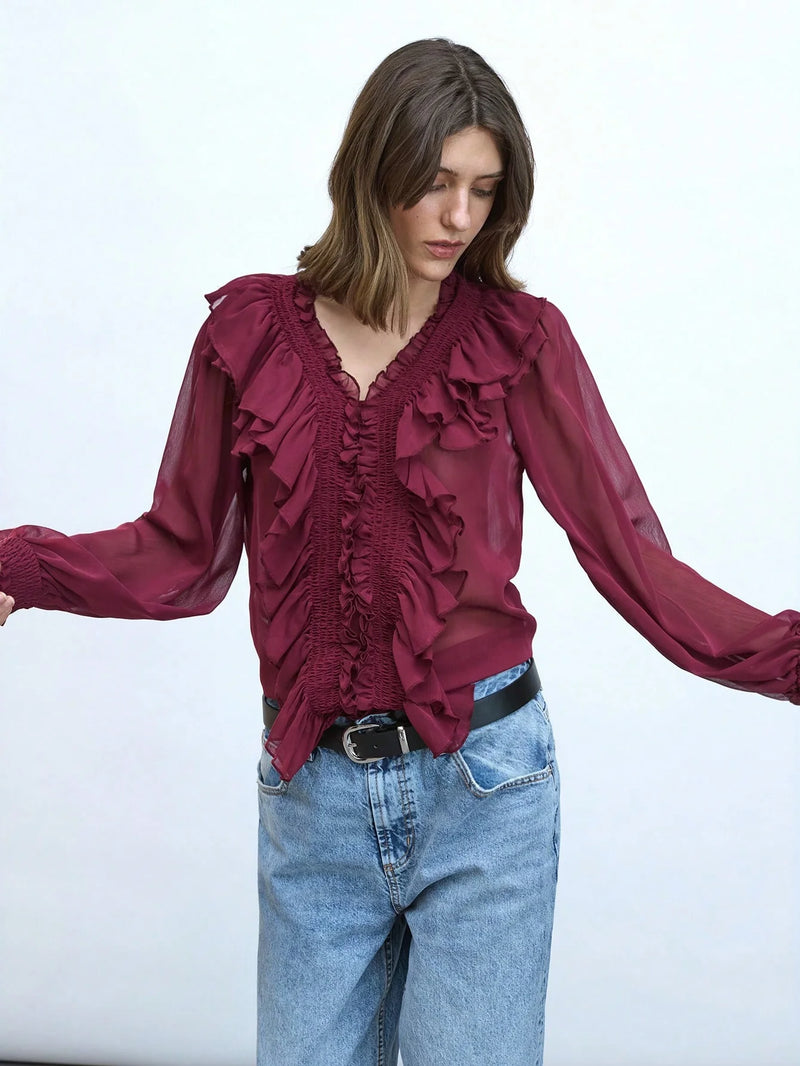 Blusa Toledo - com Babados e Manga Bufante estilo Boho Chic – | Menta Chic