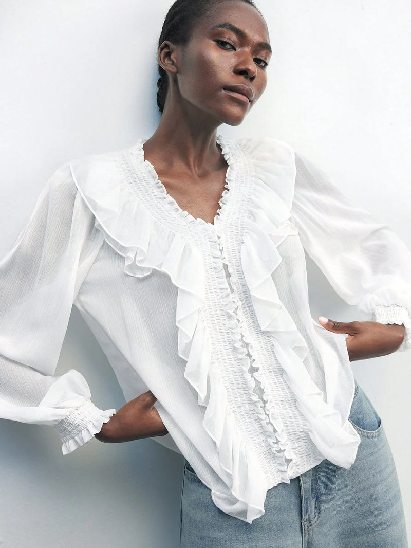 Blusa Toledo - com Babados e Manga Bufante estilo Boho Chic – | Menta Chic