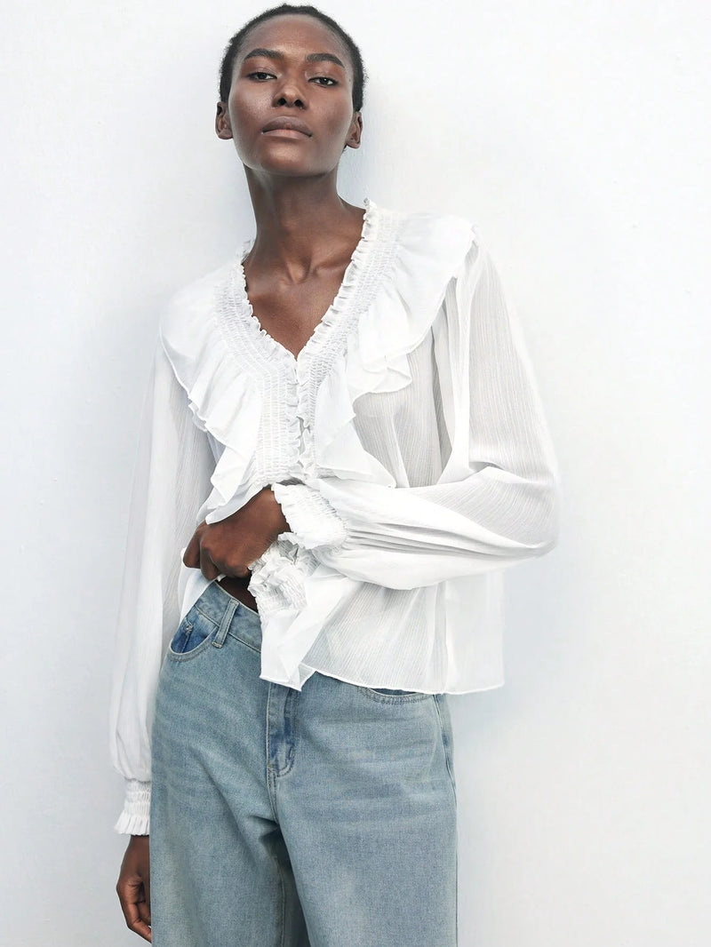 Blusa Toledo - com Babados e Manga Bufante estilo Boho Chic – | Menta Chic