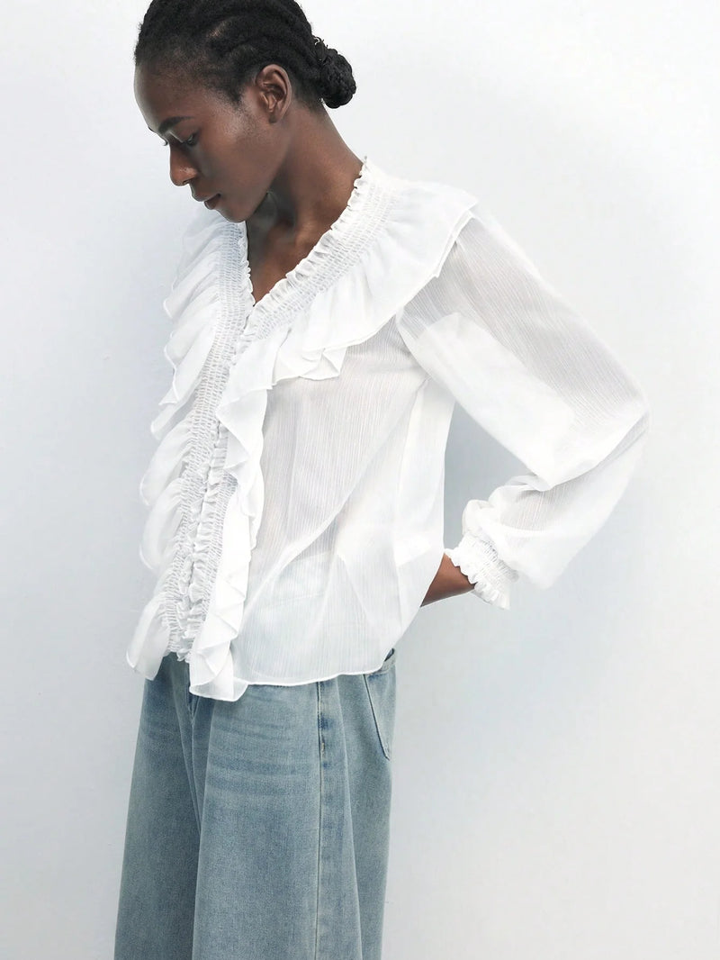 Blusa Toledo - com Babados e Manga Bufante estilo Boho Chic – | Menta Chic