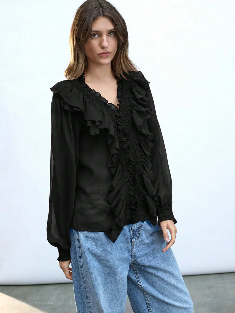 Blusa Toledo - com Babados e Manga Bufante estilo Boho Chic – | Menta Chic
